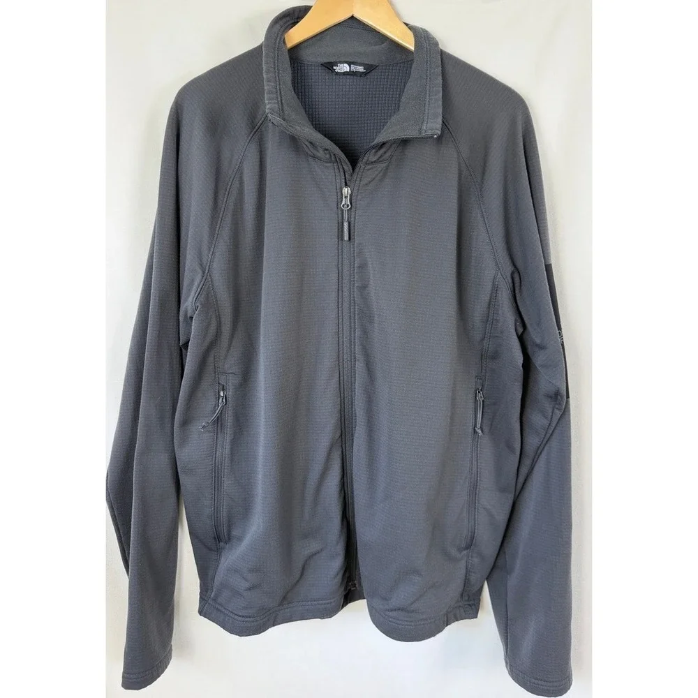 The North Face Mountain Peaks Full Zip Grid Fleece Jacket Size XL Grey